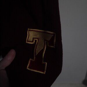 Cozy with a Twist – Red Fleece Scarf w/ "T" Patch